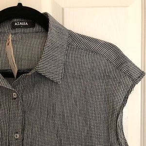 Azalea Gingham Print Button-Up Shirt
